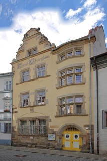 Evangelisches Vereinshaus, Schweifgiebel, yellow, Erfurt, Thuringia, Germany