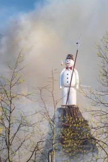 Burning of the Böög, a snowman doll, symbol of winter, Sechseläuten or Sächsilüüte, Zurich Spring