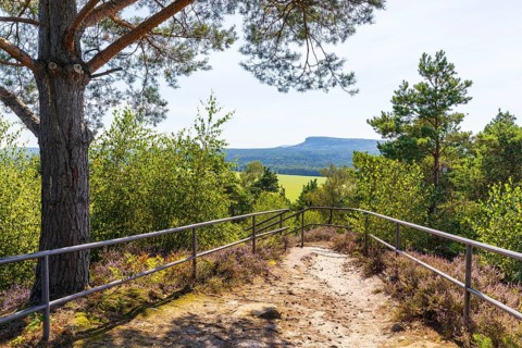 On the Kaiserkrone with panoramic view, in the background the Großer Zschirnstein,