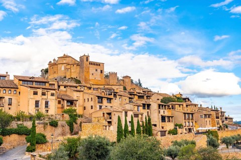 The beautiful mountain town in the Pyrenees called Alquezar, medieval town of Huesca, Spain
