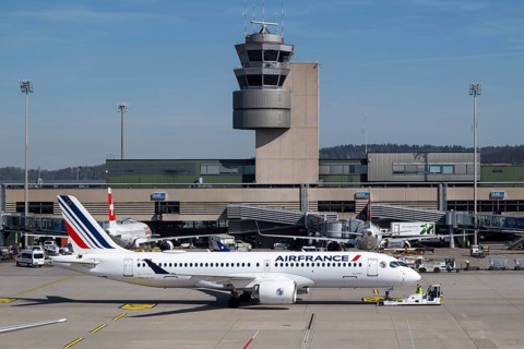 Aircraft Air France, Airbus A220-300, F-HZUR, Kloten, Switzerland