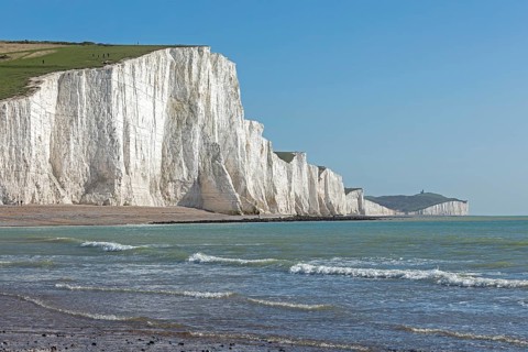 Cuckmere Haven, The Seven Sisters chalk cliffs, South Downs, England, United Kingdom