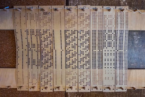 Bramsche, Lower Saxony, Germany, series of punched cards for historical textile machines in the