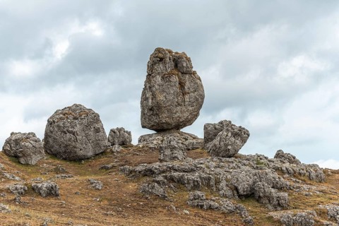 Strangely shaped rocks in the chaos of Nimes le Vieux in the Cevennes National Park. Unesco World