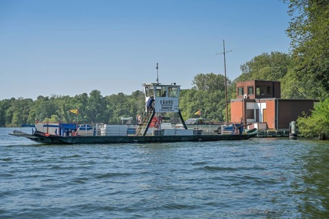 Ferry Tegelort to Scharfenberg Island, Tegeler See, Tegel, Reinickendorf, Berlin, Germany