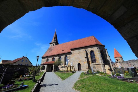 Fortified church from the Middle Ages, fortified church, Effeltrich in Franconian Switzerland,