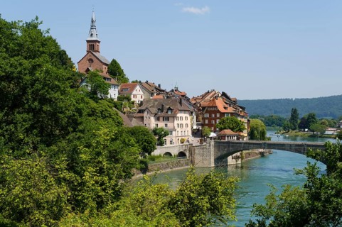 View of Laufenburg with Rhine, Black Forest, Baden-Württemberg, Germany