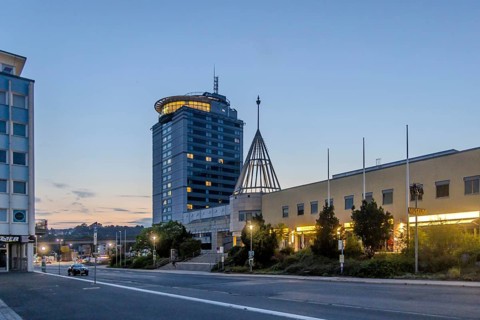 Congress Centre Suhl with City Hotel at CCS and vehicle museum at Aben. City view of Suhl,