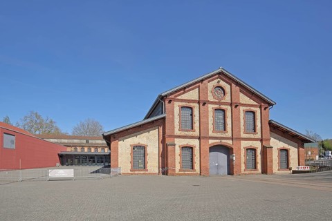Industrial monument at former ironworks, brick building, symbol for industry, manufacturing,