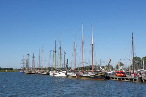 Historic sailing ships, traditional sailing ships in the harbour of Enkhuizen, North Holland, West