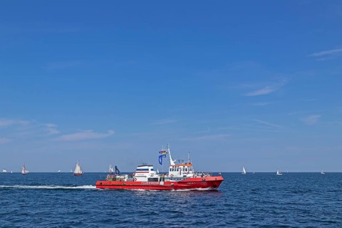 Fire brigade boat, Baltic Sea, Hanse Sail, Warnemünde, Rostock, Mecklenburg-Western Pomerania,