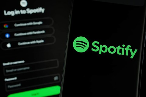 Dhaka, Bangladesh- 18 March 2025: spotify logo is displayed on a smartphone screen, with the