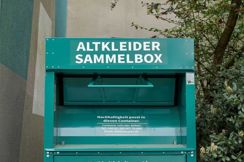 Used clothing container, Potsdamer Straße, Zehlendorf, Steglitz-Zehlendorf district, Berlin,