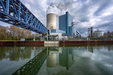 The UNIPER Datteln 4 coal-fired power plant, power plant block and cooling tower, Dortmund-Ems