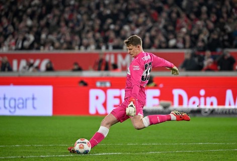 Goalkeeper Alexander Nuebel VfB Stuttgart (33) Action Football Bundesliga, MHPArena, MHP Arena