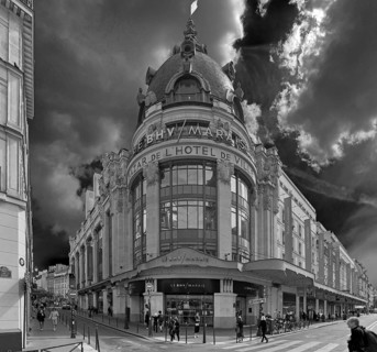 Department store, Le BHV Marais, 52 rue de Rivoli, black and white, Paris, France