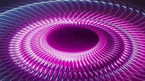 Dynamic neon shapes create a vibrant abstract design, lighting up the night and captivating all at