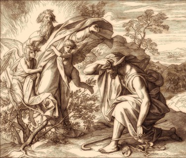 Burning Bush, Old Testament, by Julius Schnorr von Carolsfeld, 1860