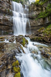 Cascata di Mezzo waterfall, long exposure, Vallesinella, Brenta, Trentino, Italy
