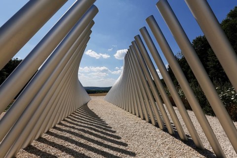 Art in public space, sculpture made of aluminum profile pipes by artist Martin Burchard, life's
