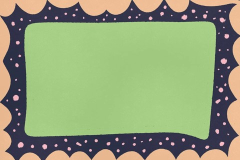 A whimsical illustration featuring scalloped edges in a playful layout. The design showcases a soft