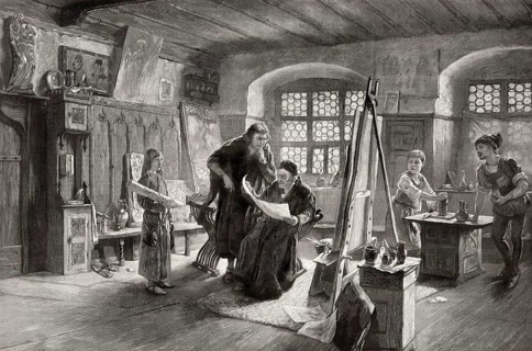 Michael Wolgemut, a German painter and printmaker teaching the young Albrecht Dürer, Nuremberg,