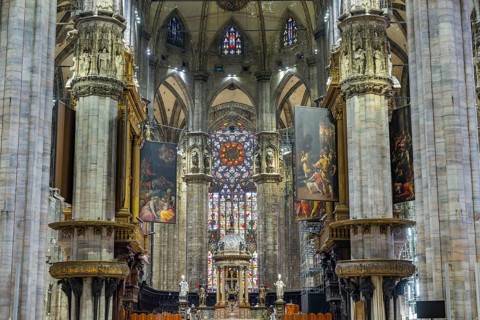 Milan Cathedral from inside the church, Milan, Italy