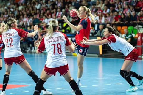 LUBIN, POLAND - MARCH 5, 2026: Women handball match EHF EURO Cup 2026: Poland - Norway. In action