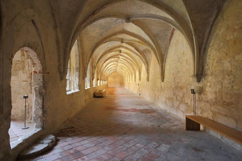 Cloister in Michaelstein Abbey, interior view, Blankenburg, Romanesque Street, Harz, Saxony-Anhalt,