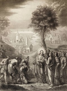 Jesus' cleansing of ten lepers, New Testament, 1853, digitally restored