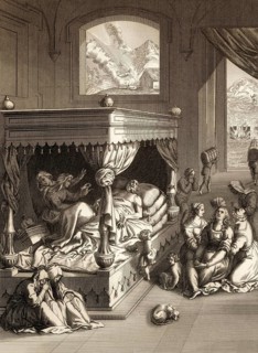 The death of Lazarus, New Testament, steel engraving 1853, digitally restored
