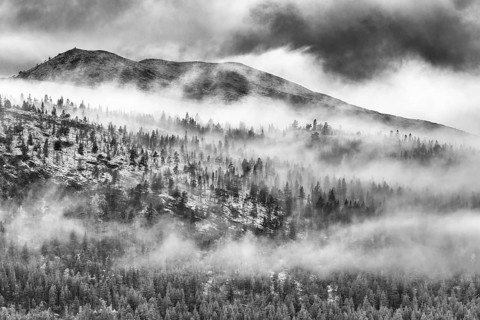 Evening fog in the mountains, Alvdal Vestfjell, Hedmark, Innlandet, Norway, October 2025