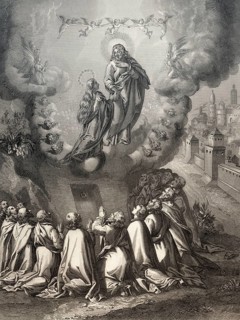 The Assumption of Mary into Heaven, Steel engraving 1853, digitally restored