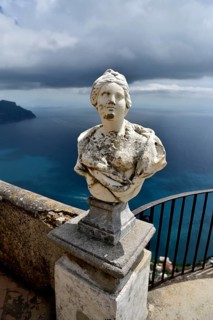Marble bust at Terrazza dell'Infinito of Villa Cimbrone, Ravello, Amalfi Coast, Costiera