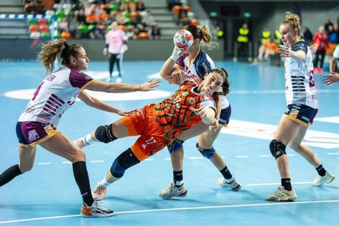 LUBIN, POLAND - FEBRUARY 8, 2026: Handball EHF European League women match KGHM MKS Zaglebie Lubin