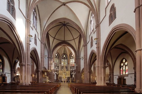 St. Peter Cathedral, interior view, Heppenheim, Bergstraße, Hesse, Germany