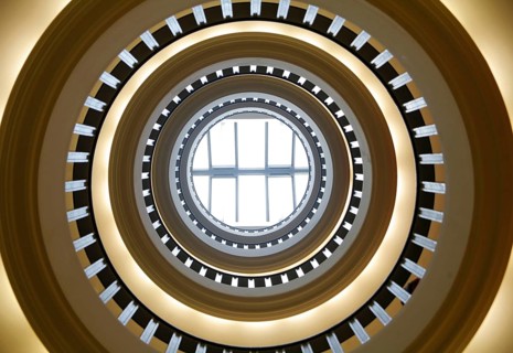 Berlin, DEU, 27.02.07 - A spiral, winding staircase leading to the upper floors at the