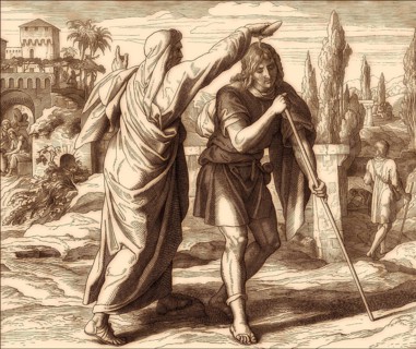 Samuel anoints Saul as king, Old Testament, by Julius Schnorr von Carolsfeld