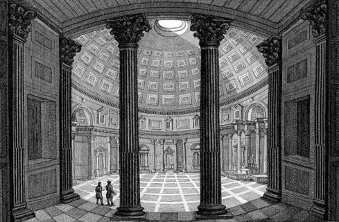 The interior of the Pantheon, sanctuary, Rome, Italy, Field of Mars, dedicated to gods, Roman