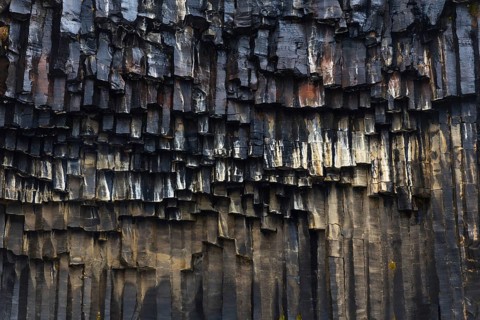 Basalt columns, winter, Svartifoss, Iceland, Scandinavia