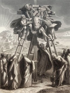 The body of Jesus is taken down from the cross by Joseph of Arimathea, New Testament, steel
