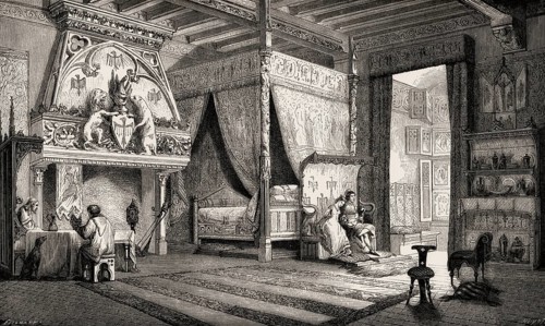 Interior of a seigniorial house or manor house, 14th century