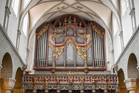 Magnificent historic organ in Konstanzer Münster, built 1954-55 by Klais including the brochure