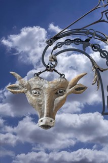 Nose sign with a bull's head from the former steakhouse El Toro, today an Indian restaurant,