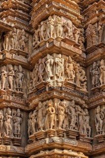 Famous stone carving sculptures, Vishvanath Temple, Khajuraho, India. Unesco World Heritage Site