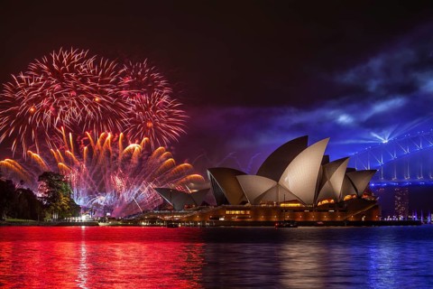 Sydney 2021 Australia Day fireworks in the harbor