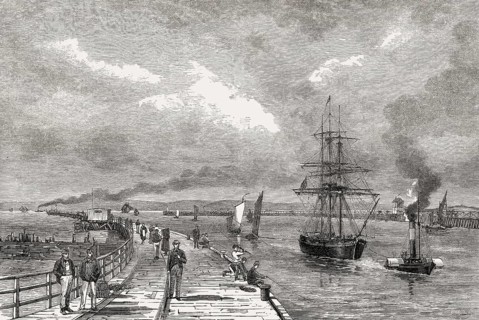 The East and West Piers, Leith, Edinburgh, Scotland, 19th century