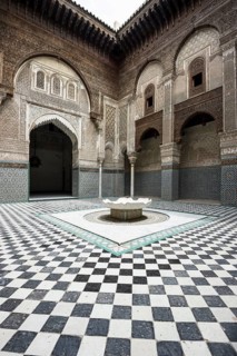 Courtyard of the Medersa Attarine Koran School, Fez El Bali, Medina, UNESCO World Heritage Site,