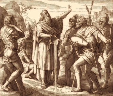 David pouring out the water, Old Testament, by Julius Schnorr von Carolsfeld