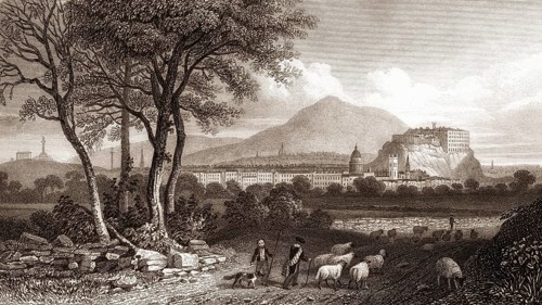 View from Craigleith, Edinburgh, Scotland, 19th century, from Modern Athens by Th. H. Shepherd